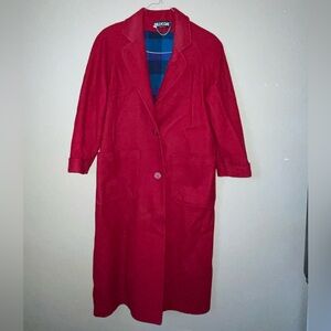 Billycoat VINTAGE wool blend plaid lined long coat size L/XL? Read measurements!